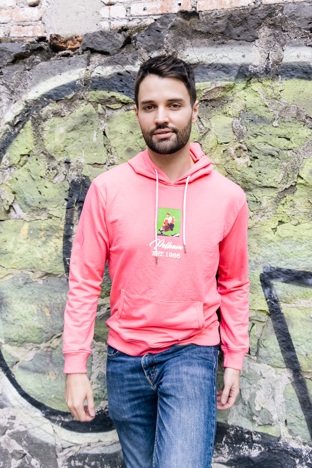 Sudadera Tipo Hoodie Para Hombre Color Rosa Con Estampado