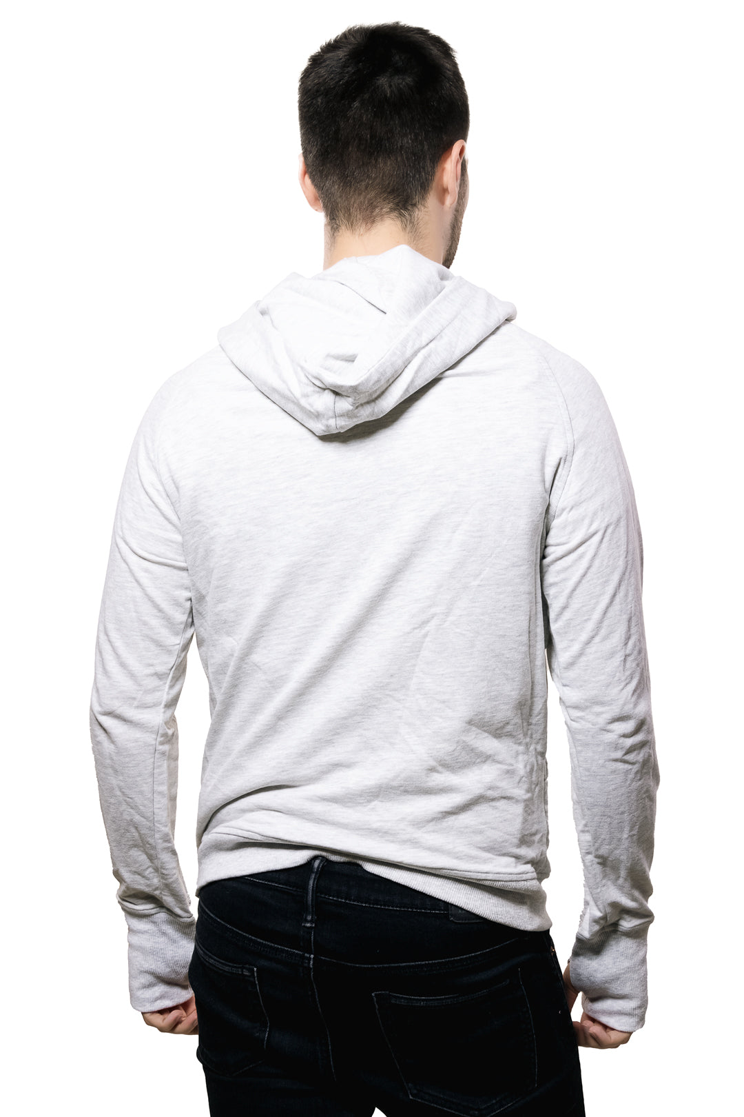 Sudadera Tipo Hoodie Para Hombre Con Medio Cierre Color Gris