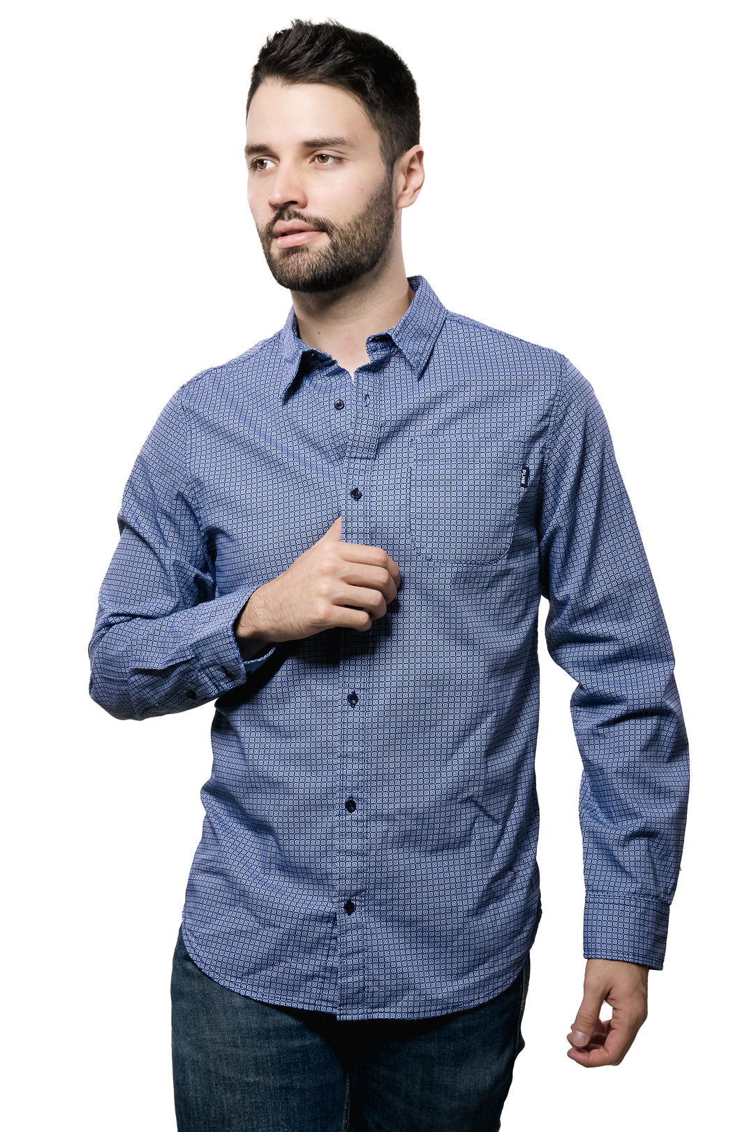 Camisa Para Hombre Color Azul Con Botones Negros