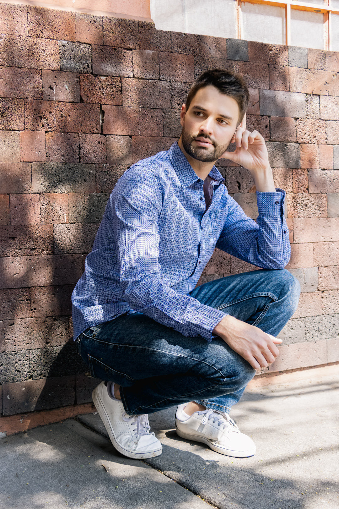 Camisa Para Hombre Color Azul Con Botones Negros