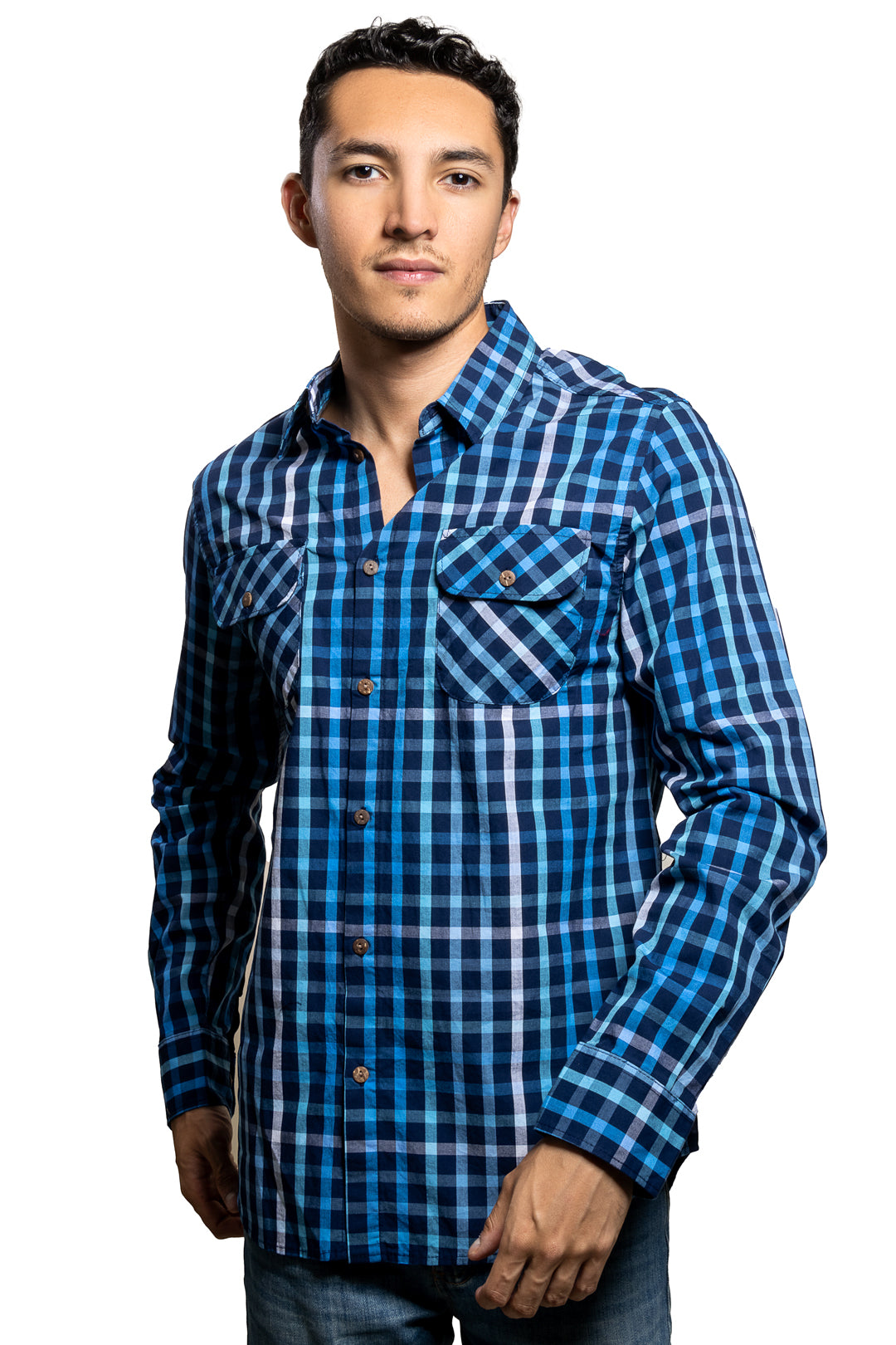 Camisa De Cuadros Casual Color Azul Polham