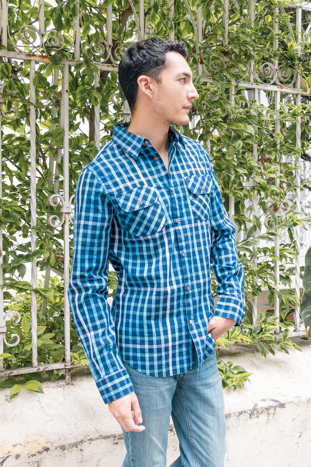 Camisa De Cuadros Casual Color Azul Polham