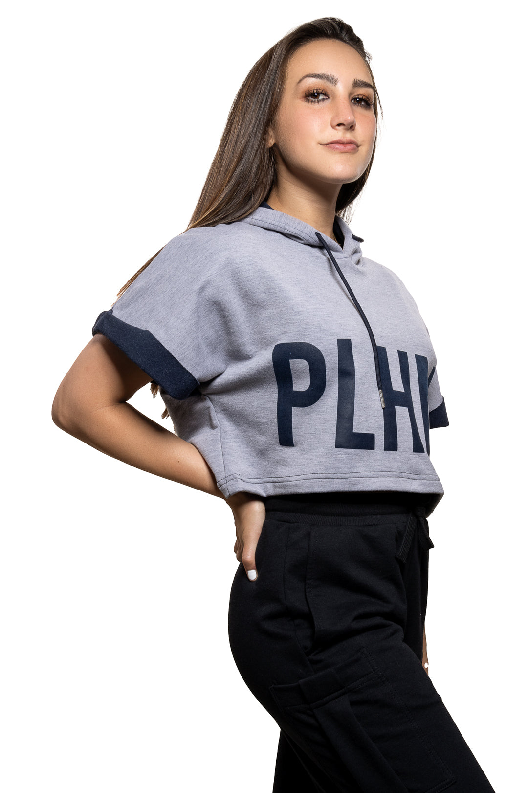 CropTop Deportivo PLHM Gris con Gorro