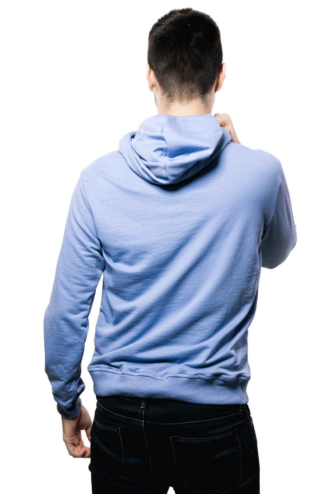 Sudadera Tipo Hoodie Color Azul Cielo Con Negro PLHM