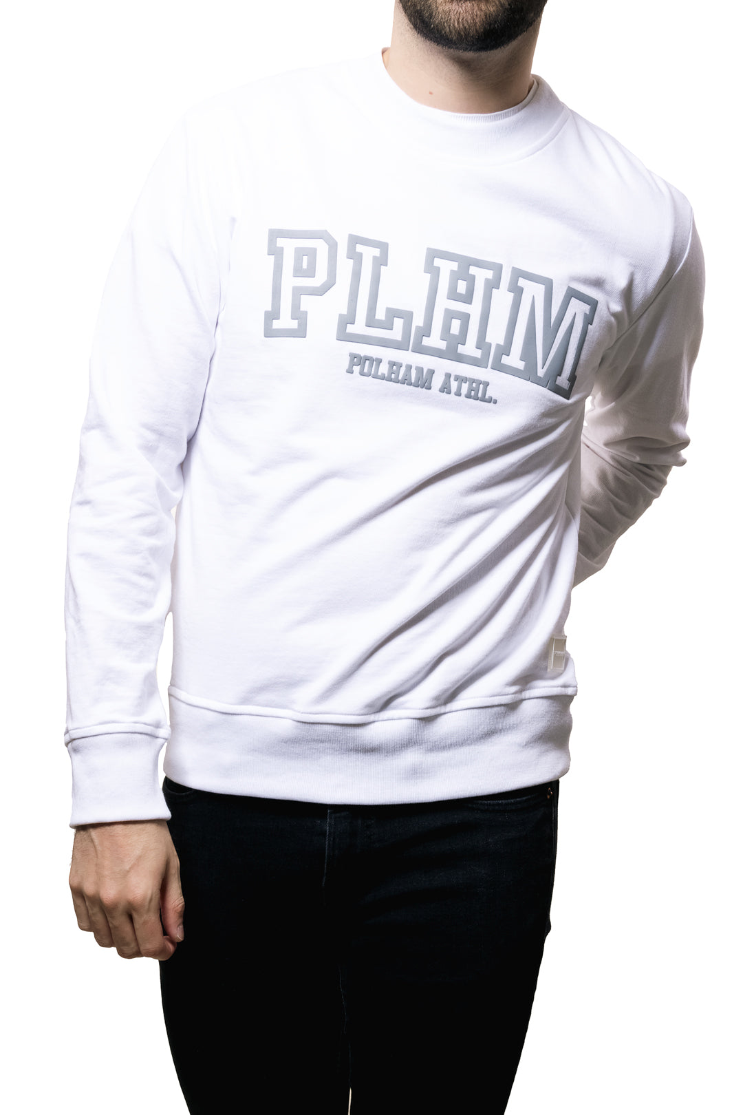 Sueter Para Hombre Color Blanco Con Letras PLHM Color Gris