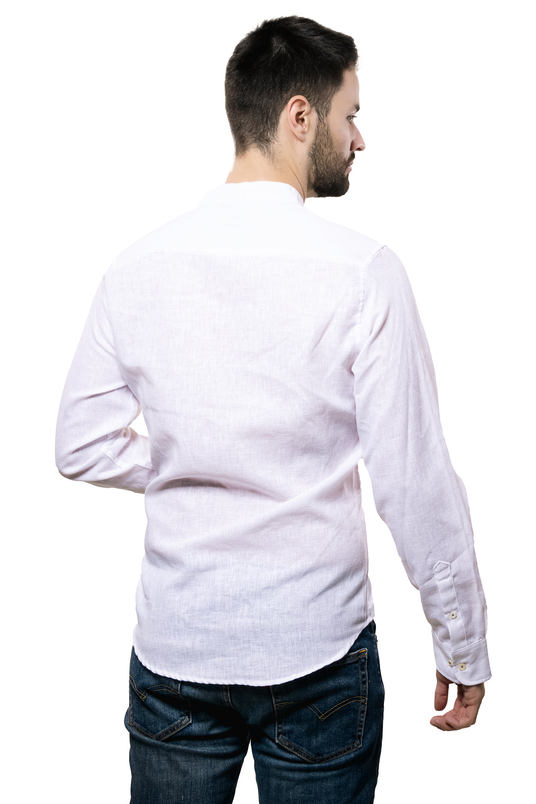 Camisa De Cuello Mao Para Hombre Color Blanco