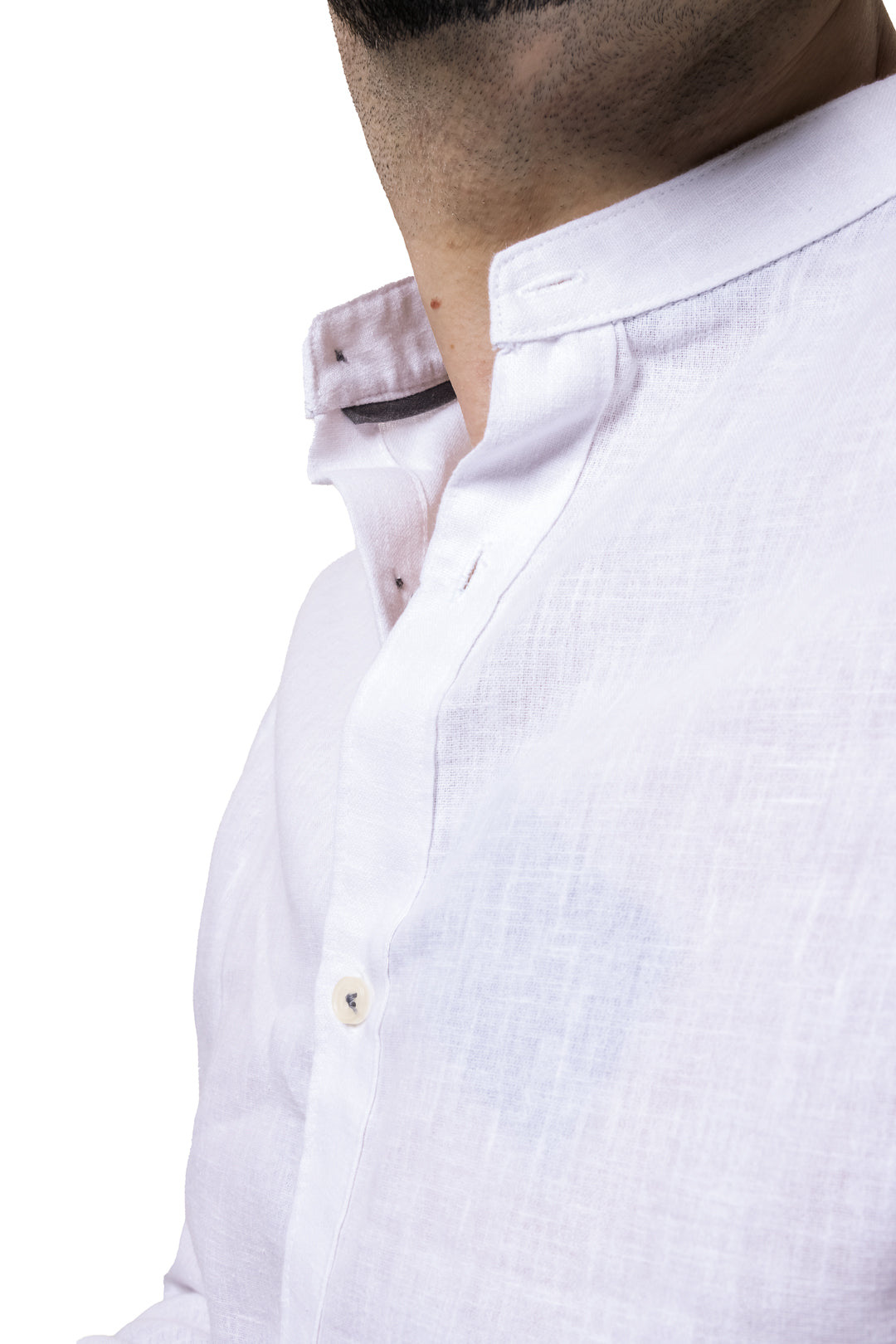 Camisa De Cuello Mao Para Hombre Color Blanco