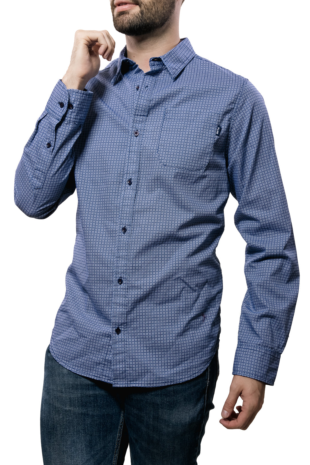 Camisa Para Hombre Color Azul Con Botones Negros