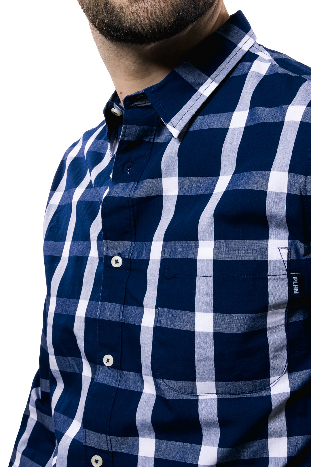 Camisa de cuadros azul fashion con blanco