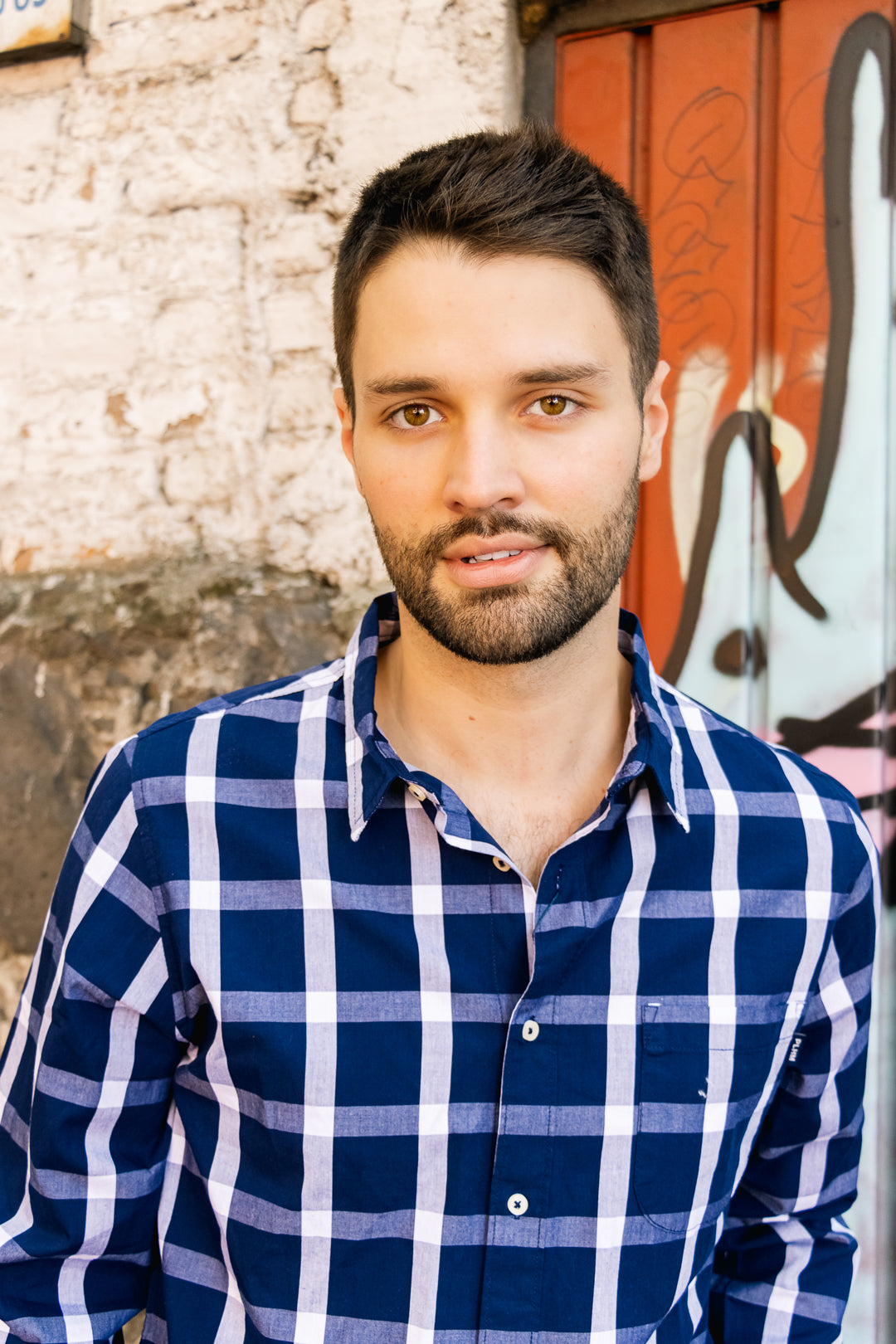 Camisa Para Hombre Con Cuadros Color Azul Con Blanco